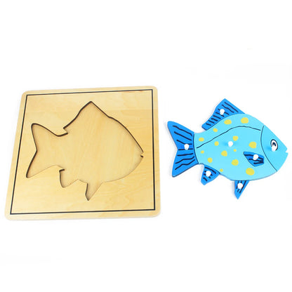 Kids Montessori wood puzzle. Flower/Plant/Animals