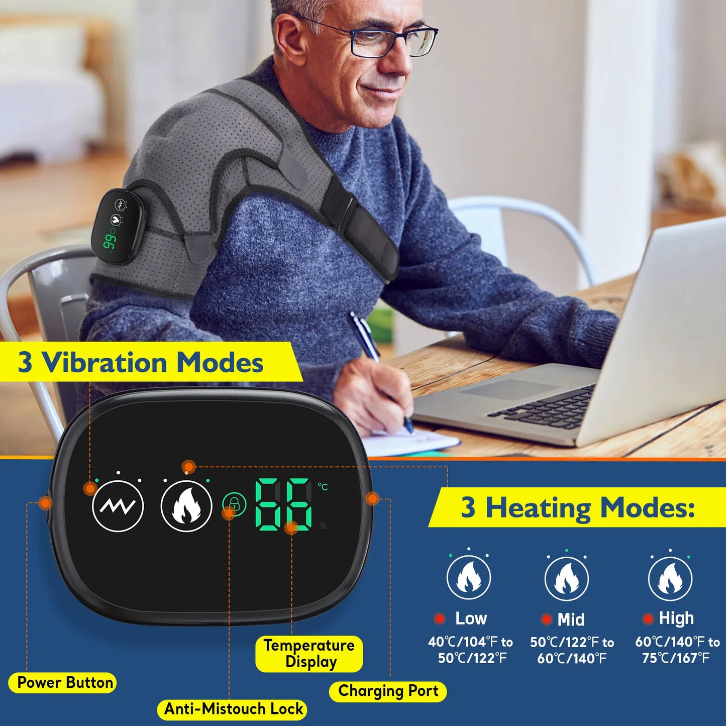 LED Heat Heating Vabration Shoulder Massage