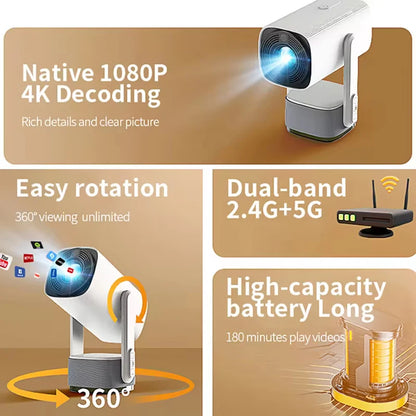 LED Projector Android 11.0 WIFI6 BT5.2 Portable