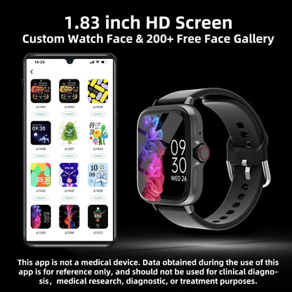 1.83'' Waterproof Smart Watch with Message Answer Call Sleep Monitoring Sports Pedometer