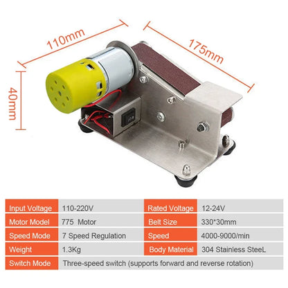 110V/220V Mini Electric Belt Sander DIY Polishing Grinding Machine