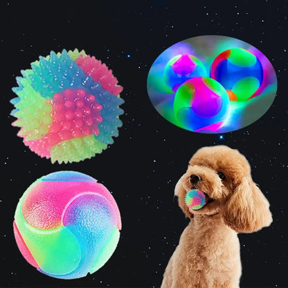 Pet Light Up Toy Ball Glowing LED Puppy Flashing Elastic Ball Toy