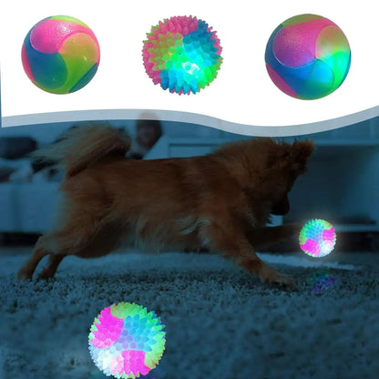 Pet Light Up Toy Ball Glowing LED Puppy Flashing Elastic Ball Toy