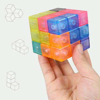 Children Magnetic Magic Cube LuBan Cube 3D Building Blocks Multi-functional Construction Develop Spatial Awareness Toy for Kids