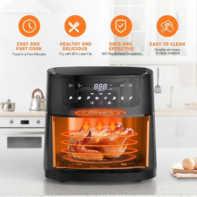 Air Fryer,Electric Cooker with 8 Cooking Functions, LCD Digital Touch Screen