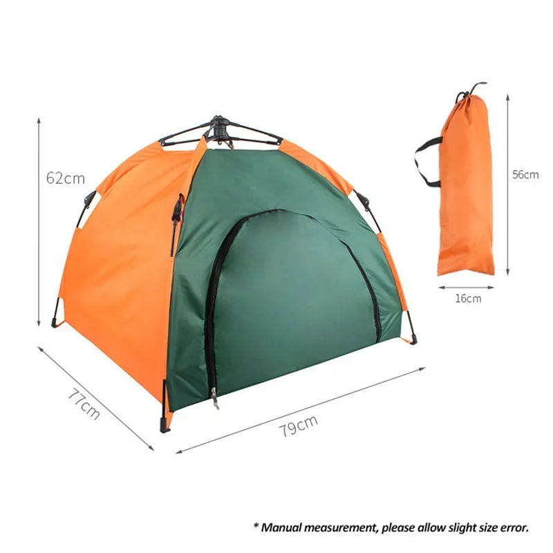 Pet Tent Portable Automatic Folding Teepee Dog Bed House With Cushion Easy Assemble