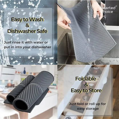 1PC Silicone Drain Pad Drying Mat Pots Dish Drain Mat For Kitchen Tableware