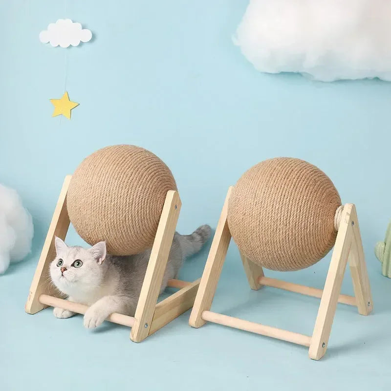 Cat Scratching Ball Toy Kitten Sisal Rope Ball Board  Paws