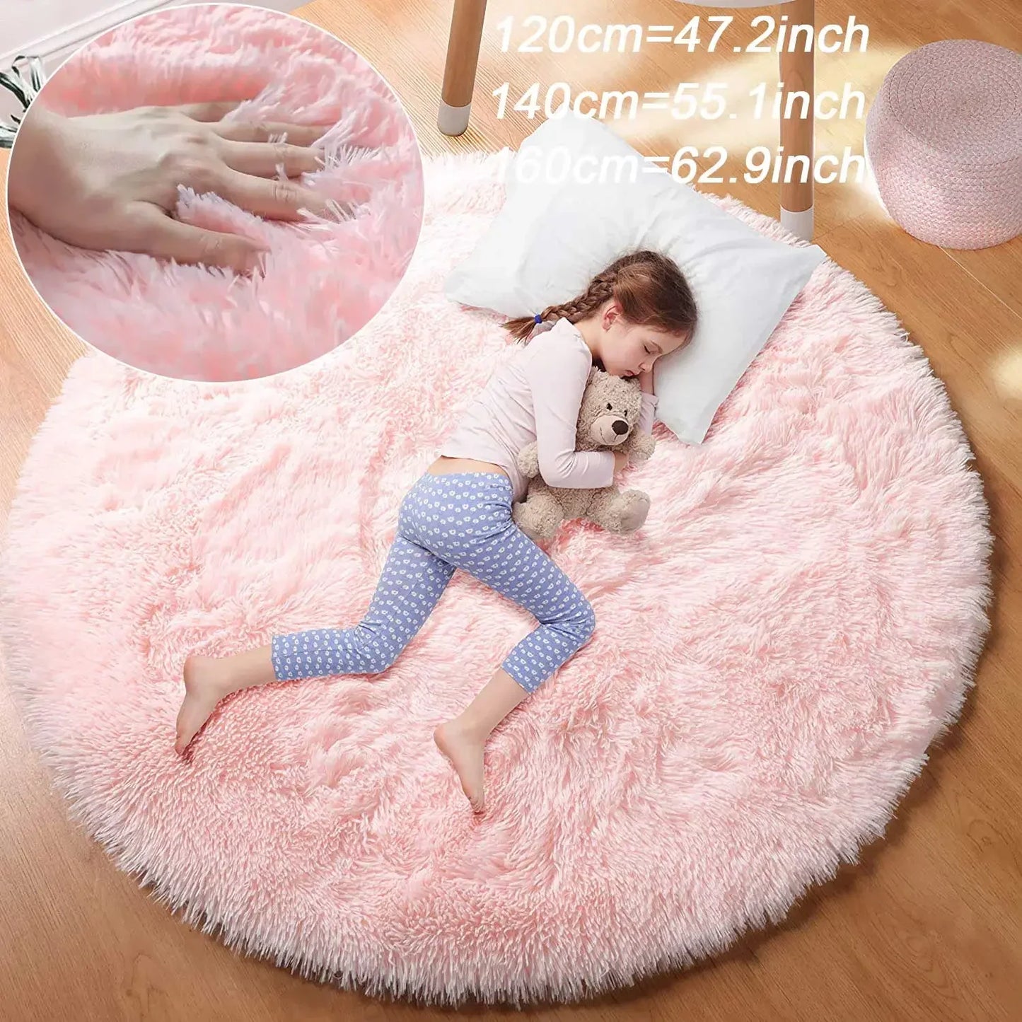 Super Soft Plush Round Rug Mat Fluffy White Carpets