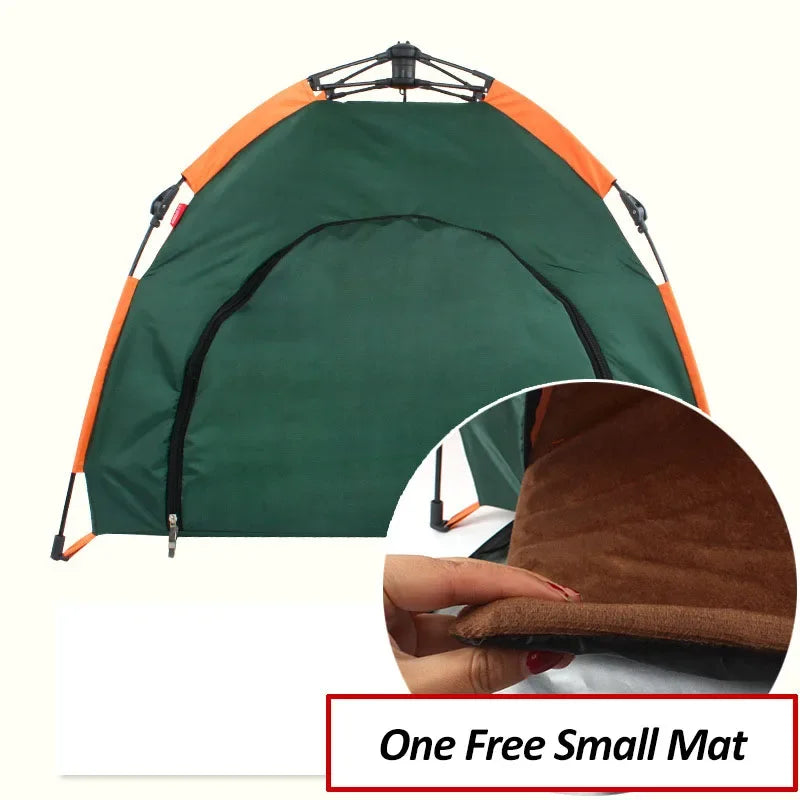 Pet Tent Portable Automatic Folding Teepee Dog Bed House With Cushion Easy Assemble