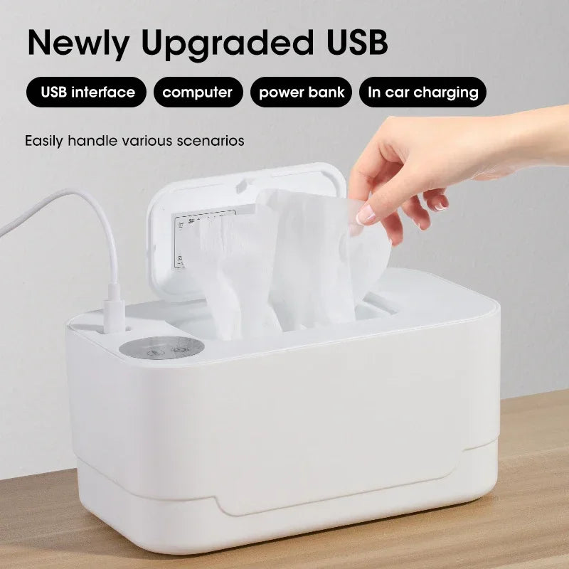 Baby Wipe Warmer Heater with LED Display Wet Towel Dispenser Portable