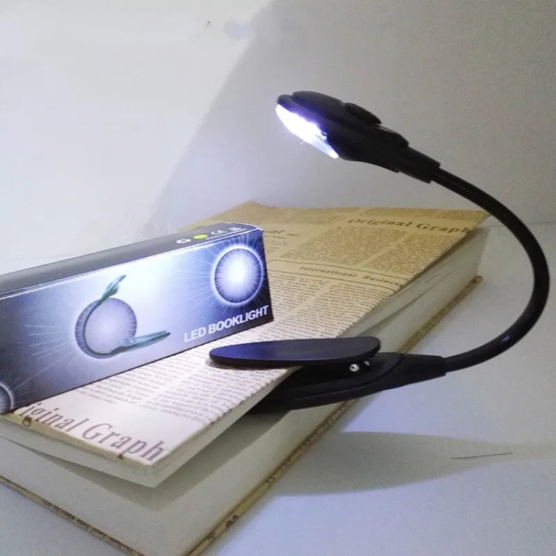 1pcs Mini Flexible Clip-On Bright Book Light White LED Book Reading Light Lamp