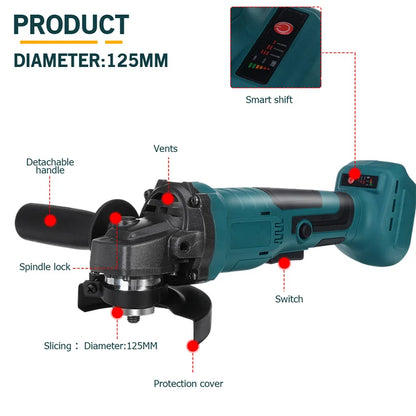 M14 Brushless Angle Grinder 125mm Cordless Angle Grinder 18V 3 Gears