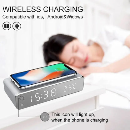 Alarm Clock LED. Digital Phone Wireless Charger