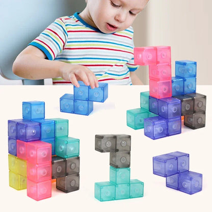 Children Magnetic Magic Cube LuBan Cube 3D Building Blocks Multi-functional Construction Develop Spatial Awareness Toy for Kids