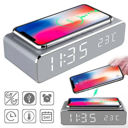 Alarm Clock LED. Digital Phone Wireless Charger