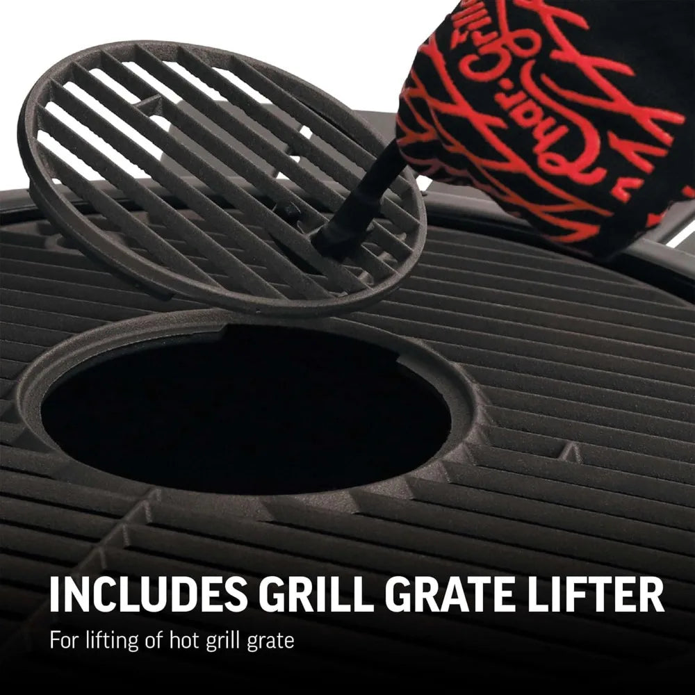 Portable Grill and Smoker with Cast Iron Grates