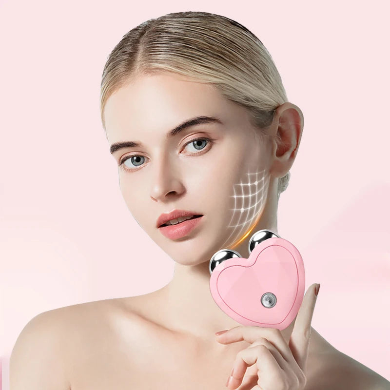 3D Microcurrent Electric Face Massager Lift Roller Mini Facial Lifting Device