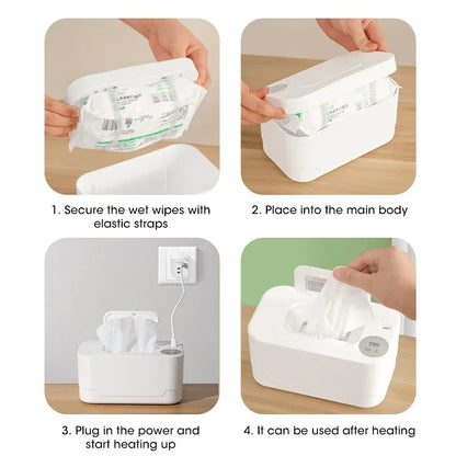 Baby Wipe Warmer Heater with LED Display Wet Towel Dispenser Portable