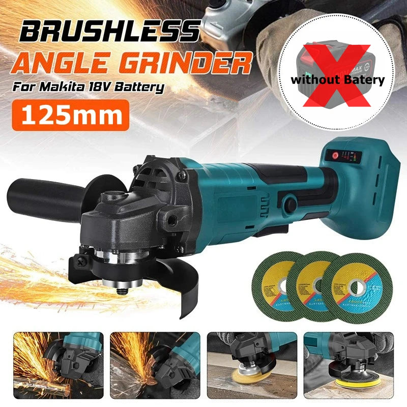 M14 Brushless Angle Grinder 125mm Cordless Angle Grinder 18V 3 Gears