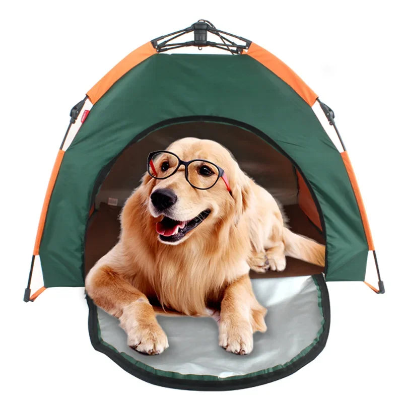 Pet Tent Portable Automatic Folding Teepee Dog Bed House With Cushion Easy Assemble